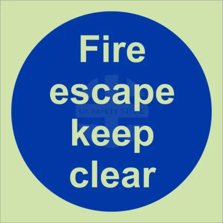 Photoluminescent Fire Escape Keep Clear Sign