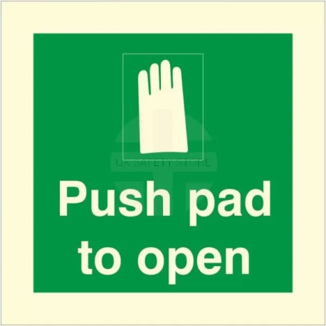 Photoluminescent Push Pad To Open Sign