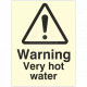 Photoluminescent Warning Very Hot Water Sign