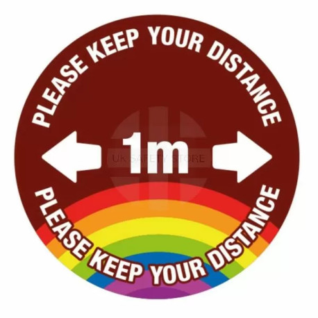 Please Keep Your Distance School Floor Graphic Sign - 1 Metre (Brown)
