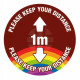 Please Keep Your Distance School Floor Graphic Sign - 1 Metre (Brown)