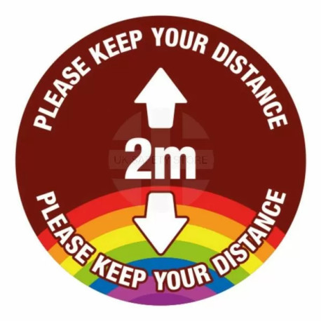 Please Keep Your Distance School Floor Graphic Sign - 2 Metres (Brown)