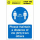Please Maintain A Distance Of 2m From Others Covid 19 Sign