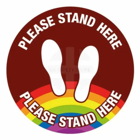 Please Stand Here School Floor Graphic Sign (Brown)