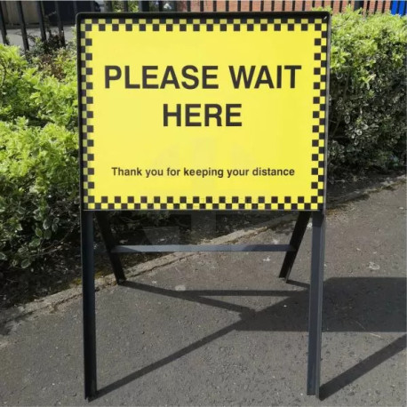 Please Wait Here Temporary Traffic Sign