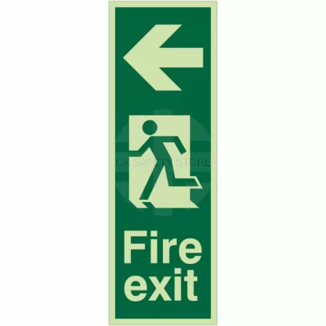 Portrait Glow In Dark Fire Exit Arrow Left Sign