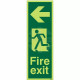 Portrait Glow In Dark Fire Exit Arrow Left Sign
