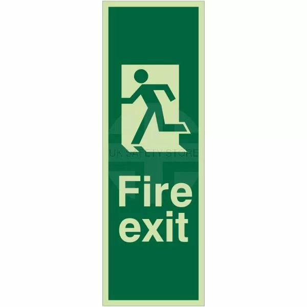 Portrait Glow In Dark Fire Exit Running Man Left Sign
