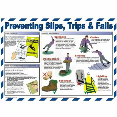 Preventing Slips, Trips & Falls Laminated Poster