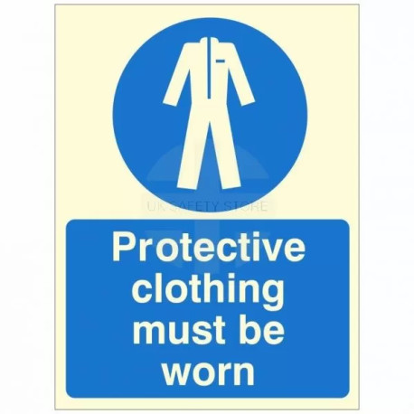 Protective Clothing Must Be Worn Glow In Dark Sign 150W x 200H