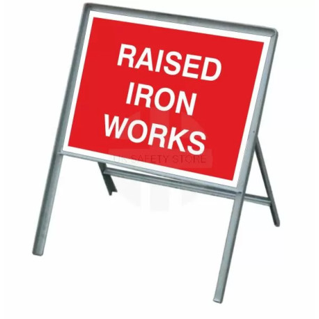 Raised Iron Works Temporary Road Sign