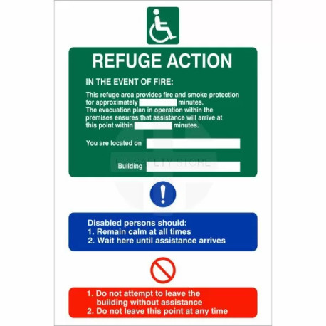 Refuge Fire Action Notice Sign