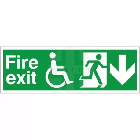 Refuge Fire Exit Arrow Down Sign