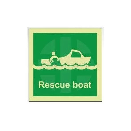 Rescue boat photoluminescent 100W  x  110H   sign rigid plastic