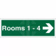 Rooms 1-4 (Arrow Right) Wayfinding Indicator Sign