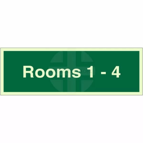 Rooms 1-4 Wayfinding Indicator Sign