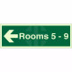 Rooms 5-9 (Arrow Left) Wayfinding Indicator Sign