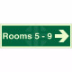 Rooms 5-9 (Arrow Right) Wayfinding Indicator Sign