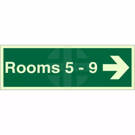 Rooms 5-9 (Arrow Right) Wayfinding Indicator Sign