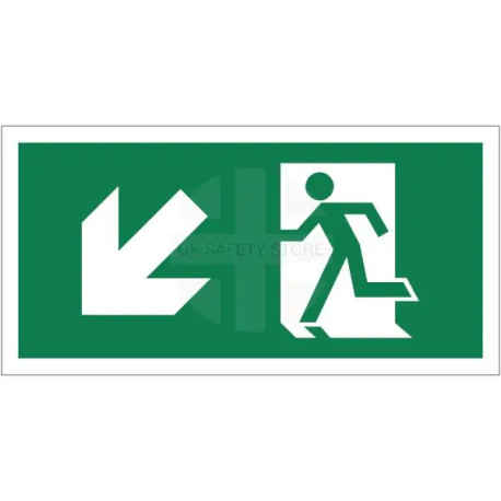 Running Man Arrow Down Left Sign