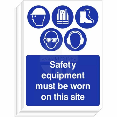 Safety Equipment Must Be Worn on this Site Signs (10-Pack)