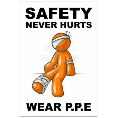 Safety never hurts wear P.P.E 400w x 600h  health and safety posters
