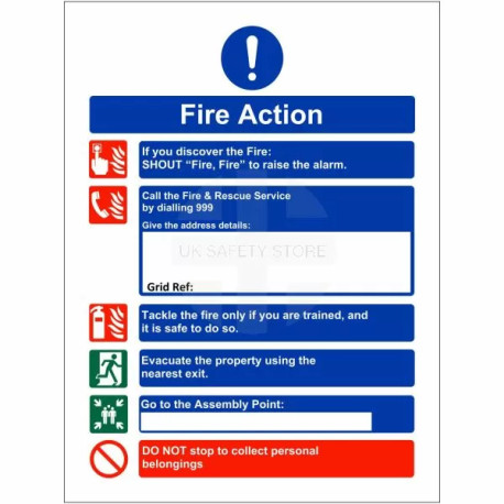 Shout Fire Fire - Fire Action Notice Sign (For Holiday Lets)
