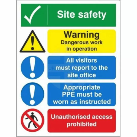Site safety  sign in wall or post fit with or without your logo