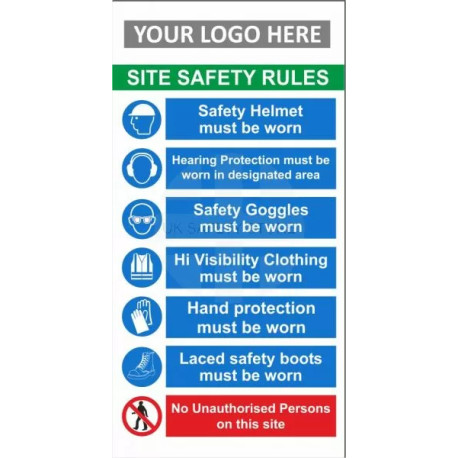 SITE SAFETY RULES  in wall or post fit with or without your logo