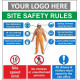 SITE SAFETY RULES sign in wall of post fit with or without your logo