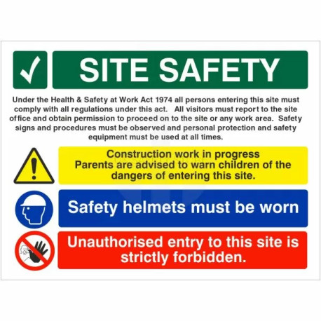 Site Safety Safety Helmets Must Be Worn Multi Message Safety Board