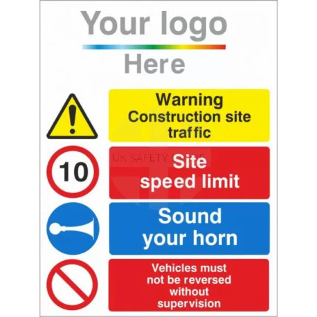 Site Safety Warning Construction Site Traffic 900W X 1200Hmm Aluminium Composite Sign with Your Logo