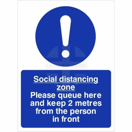 Social Distancing Zone Please Queue Here Sign