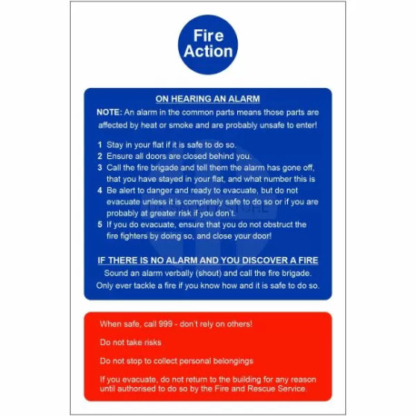 Stay Indoors (Stay Put) - Fire Action Notice Sign (for flats and apartments)