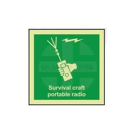 Survival craft portable radio photoluminescent 100W  x  110H   sign self adhesive