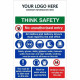 Think Safety No Unauthorised Entry Multi Message Safety Board