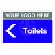 Toilets Arrow Left Custom Logo Door Sign