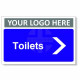 Toilets Arrow Right Custom Logo Door Sign