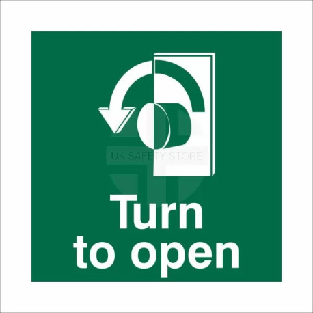 Turn To Open Anti Clockwise Door Sign
