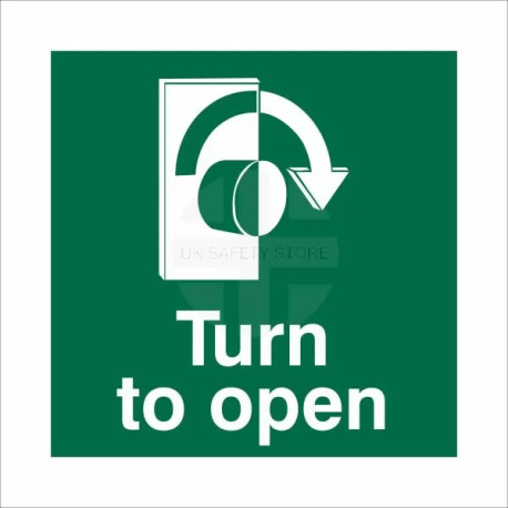 Turn To Open Clockwise Door Sign