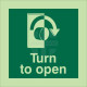Turn To Open Clockwise Door Sign