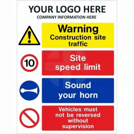 Warning Construction Site Traffic Multi Message Safety Board