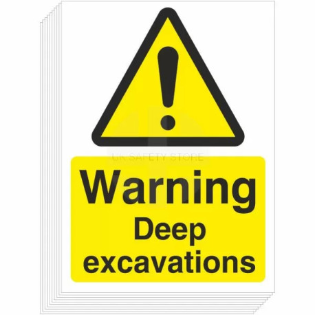 Warning Deep Excavations Signs (10-Pack)