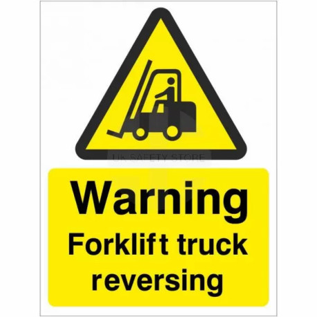 Warning forklift truck reversing sign in a variety of sizes and materials with or without your logo