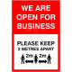 We Are Open For Business Social Distancing Sign