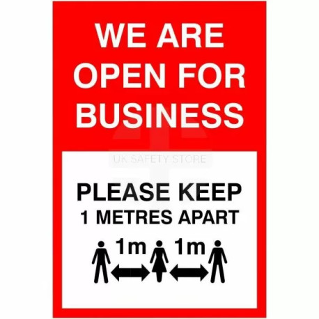 We Are Open For Business Social Distancing Sign - 1 Metre
