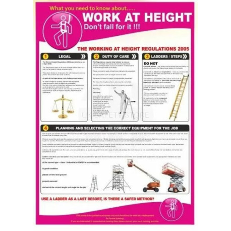 Work at height 420w x 595h  health and safety poster