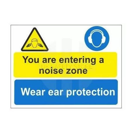 You are now entering a noise zone wear ear protection multi message sign in a variety of sizes and materials
