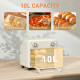 10L Air Fryer Oven, Mini Oven, Oil Free Cooking, Grill, Roast, Bake, with Adjustable Temperature, Timer, Dishwasher Safe, 1000W,