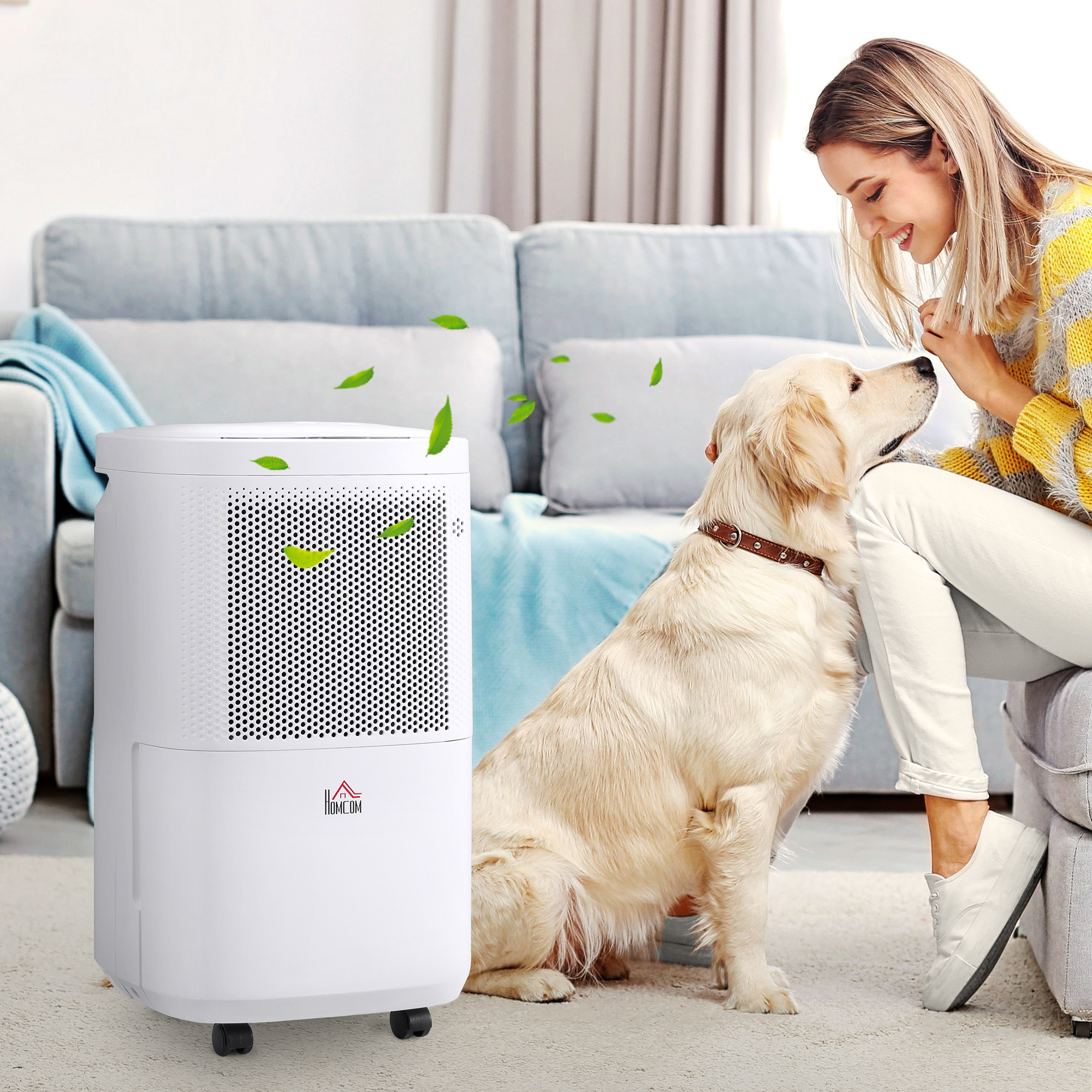 10L/Day 2200ML Portable Quiet Dehumidifier with WiFi Smart App Control, Electric Moisture Air Dehumidifier for Home Laundry Base